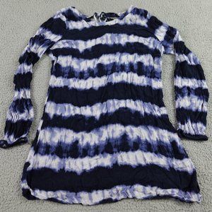 Billabong Long Sleeve Beach Dress Womens Large Blue Tie Dye Surf Cover Up Summer